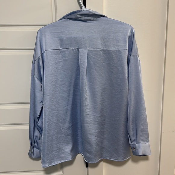 Silk light blue button up, ZARA - Picture 2 of 2